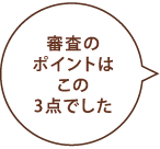 審査のポイントはこの3点でした